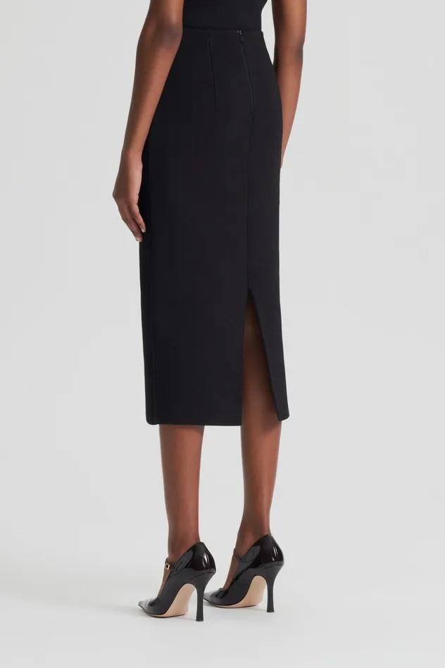 Women Scanlan Theodore Skirts CREPE KNIT PENCIL SKIRT MIDI Darkchocolate