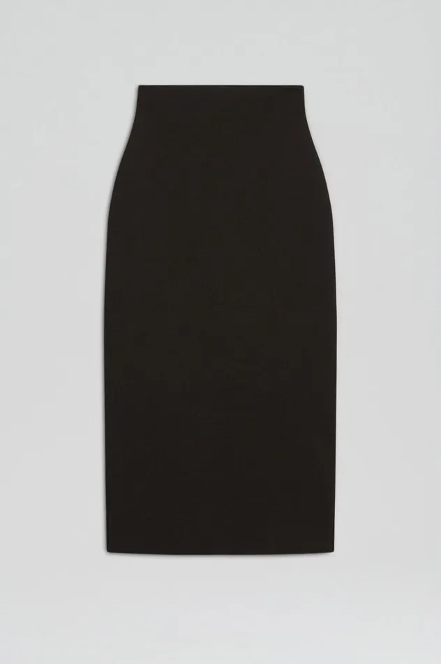 Women Scanlan Theodore Skirts CREPE KNIT PENCIL SKIRT MIDI Darkchocolate