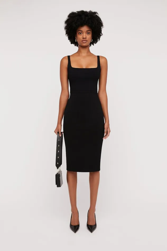 Women Scanlan Theodore Skirts CREPE KNIT SLIT BACK SKIRT Black