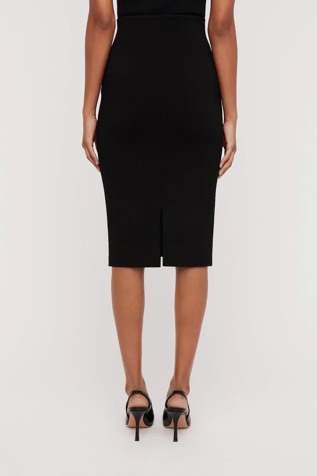Women Scanlan Theodore Skirts CREPE KNIT SLIT BACK SKIRT Black