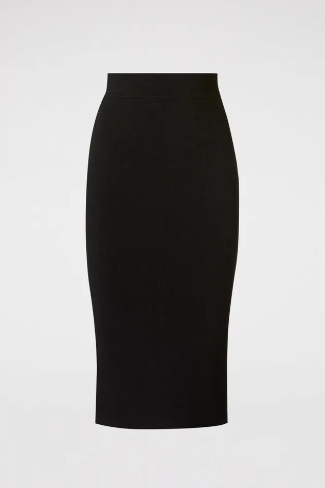 Women Scanlan Theodore Skirts CREPE KNIT SLIT BACK SKIRT Black