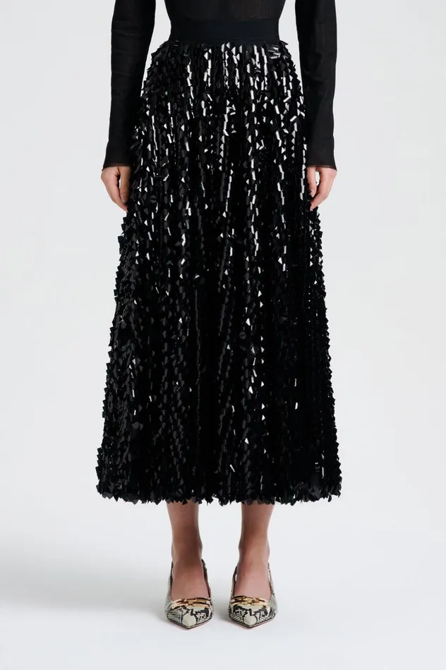 Women Scanlan Theodore Skirts PATENT SEQUIN TULLE SKIRT Black Women Scanlan Theodore Skirts PATENT SEQUIN TULLE SKIRT Black