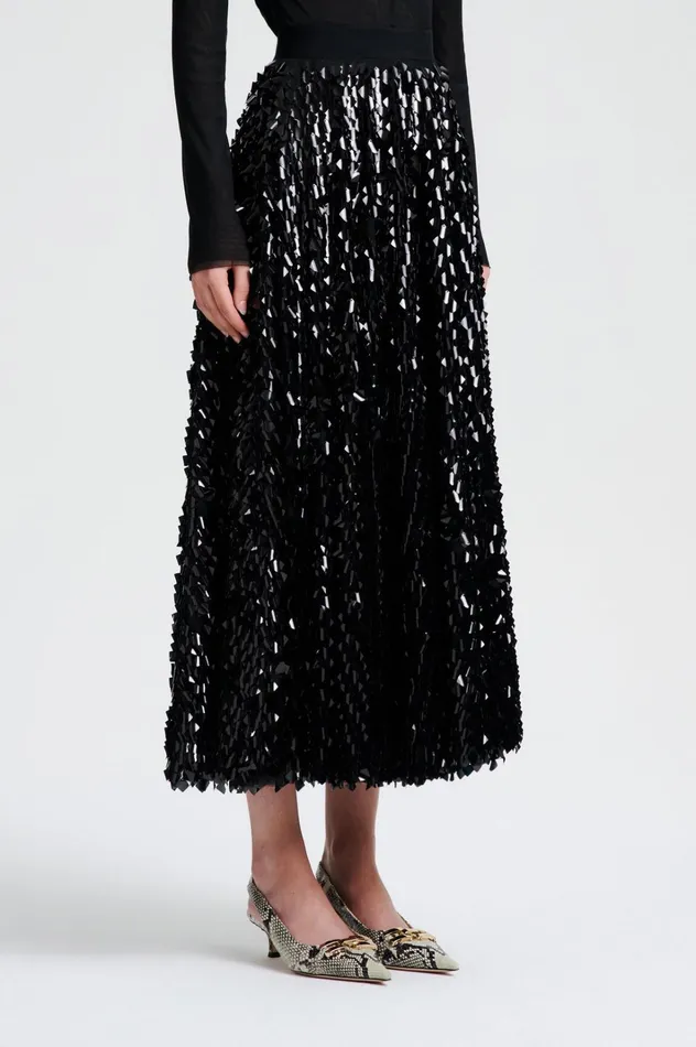 Women Scanlan Theodore Skirts PATENT SEQUIN TULLE SKIRT Black Women Scanlan Theodore Skirts PATENT SEQUIN TULLE SKIRT Black