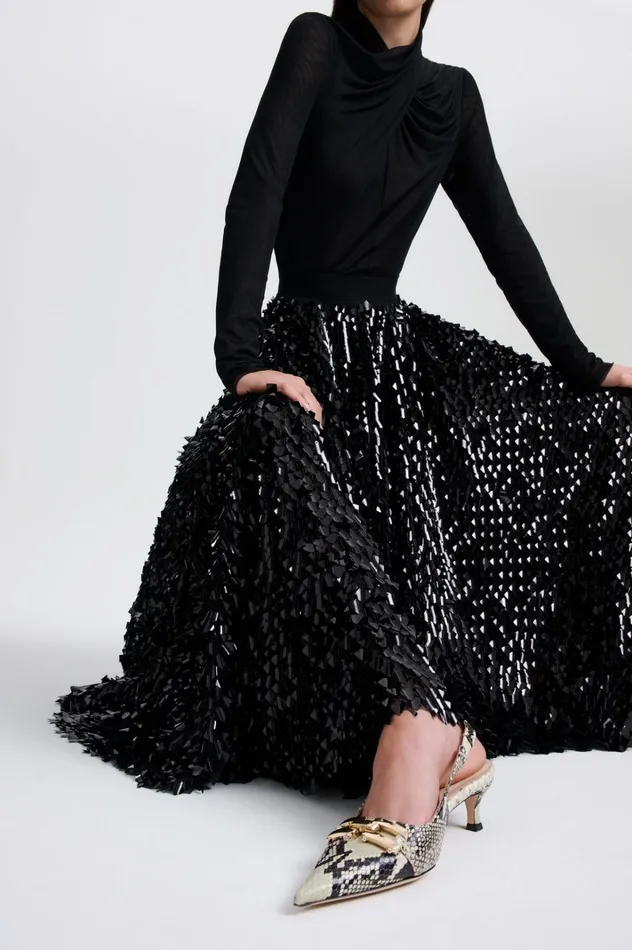 Women Scanlan Theodore Skirts PATENT SEQUIN TULLE SKIRT Black Women Scanlan Theodore Skirts PATENT SEQUIN TULLE SKIRT Black