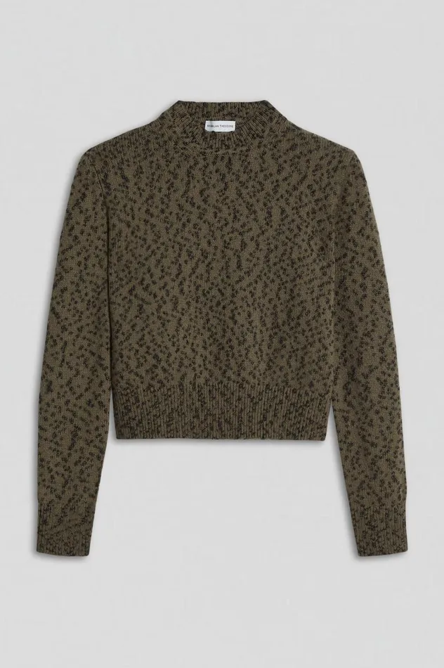 Women Scanlan Theodore Sweaters BOUCLE SHOULDER PAD SWEATER Khaki