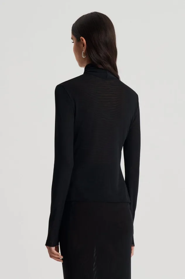 Women Scanlan Theodore Tops MESH TURBAN TWIST TOP Black