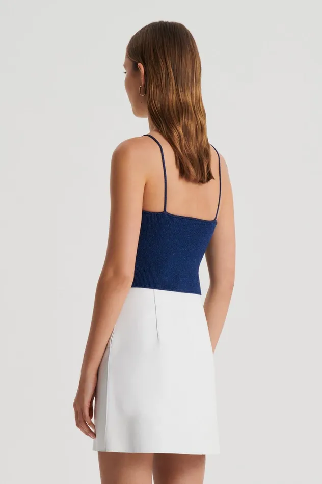 Women Scanlan Theodore Tops METALLIC KNIT CAMISOLE Navy