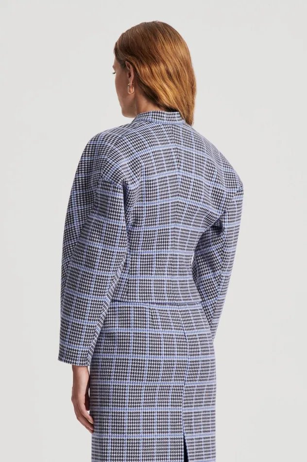 Women Scanlan Theodore Tops PLAID SCUBA TOP Cobalt