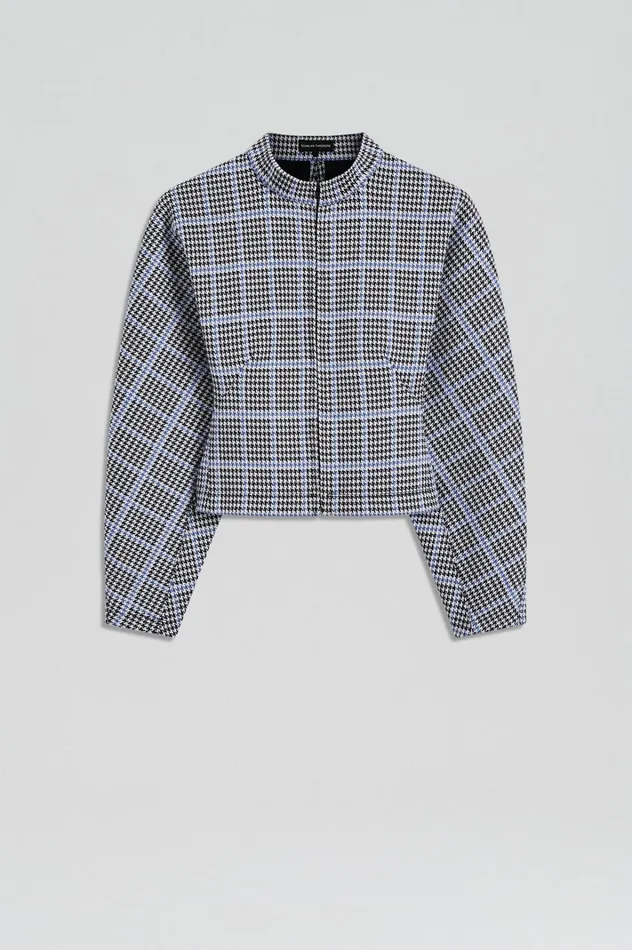 Women Scanlan Theodore Tops PLAID SCUBA TOP Cobalt