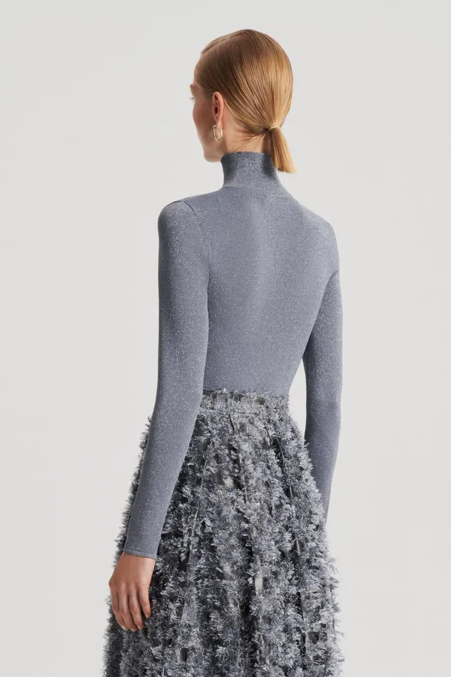 Women Scanlan Theodore Tops SPARKLE POLO TOP Silver Women Scanlan Theodore Tops SPARKLE POLO TOP Silver