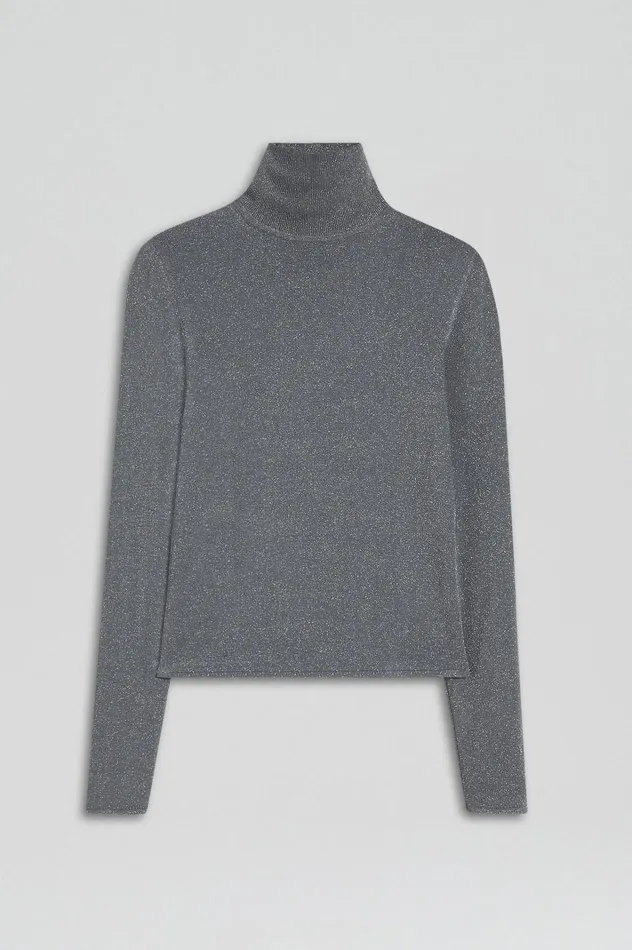 Women Scanlan Theodore Tops SPARKLE POLO TOP Silver Women Scanlan Theodore Tops SPARKLE POLO TOP Silver