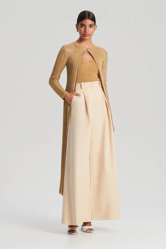 Women Scanlan Theodore Trousers PLEAT DRAPE LEG TROUSER Sand