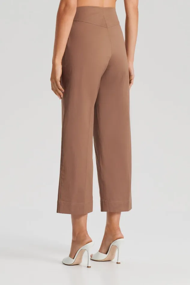 Women Scanlan Theodore Trousers SATEEN CROPPED WIDE LEG TROUSER Mocha