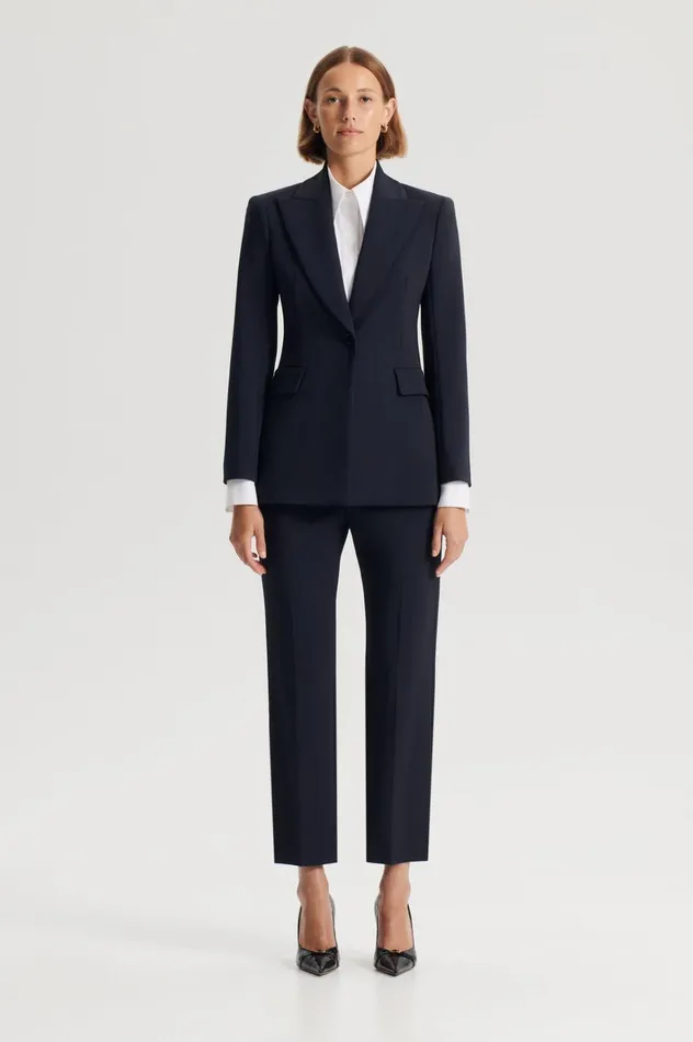 Women Scanlan Theodore Trousers TAILORED SLIM CROP TROUSER Navy