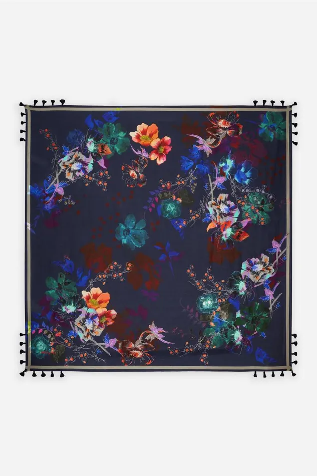 Women Scarves Johnny Was MIDNIGHT SILK SCARF Midnight Scarf Print