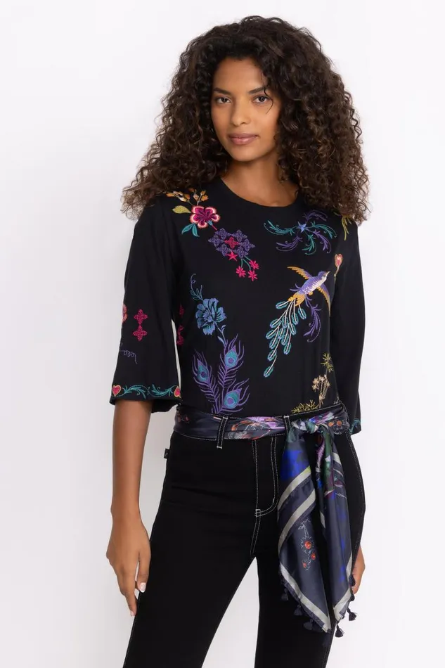 Women Scarves Johnny Was MIDNIGHT SILK SCARF Midnight Scarf Print