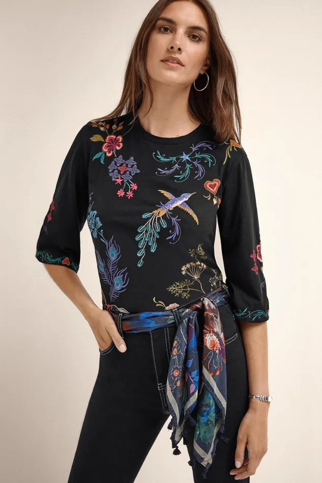 Women Scarves Johnny Was MIDNIGHT SILK SCARF Midnight Scarf Print