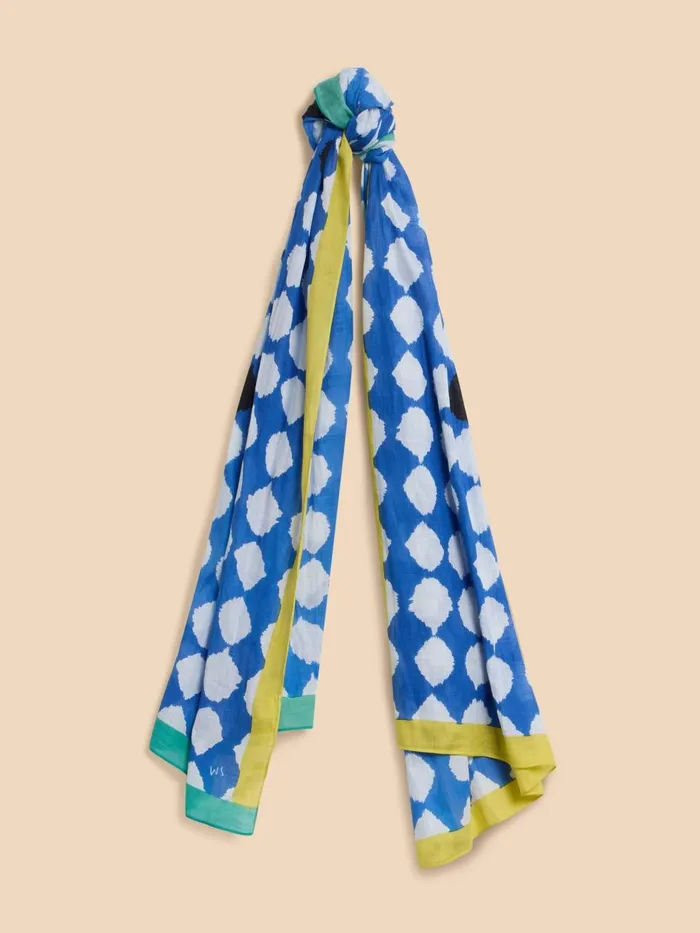 Women SCARVES White Stuff Spot Eco Vero Blend Scarf Blue Multi