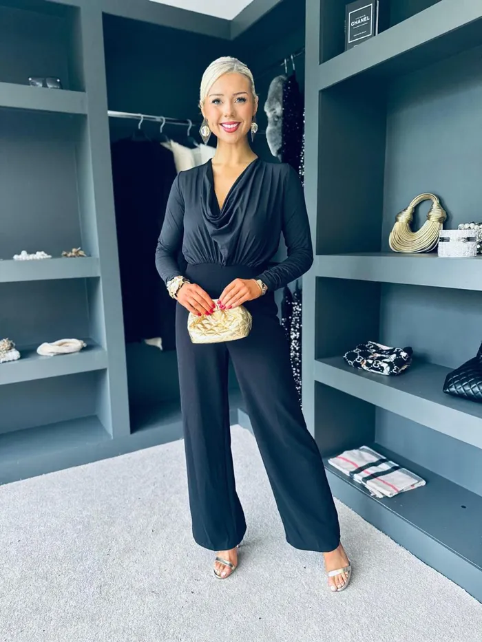 Women Sets and Jumpsuits Canella Lane Giselle Cowl Neck Long Sleeve Jumpsuit In Black