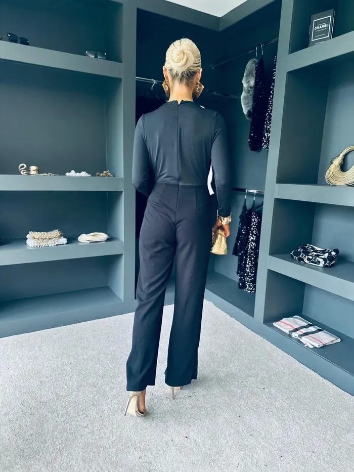 Women Sets and Jumpsuits Canella Lane Giselle Cowl Neck Long Sleeve Jumpsuit In Black
