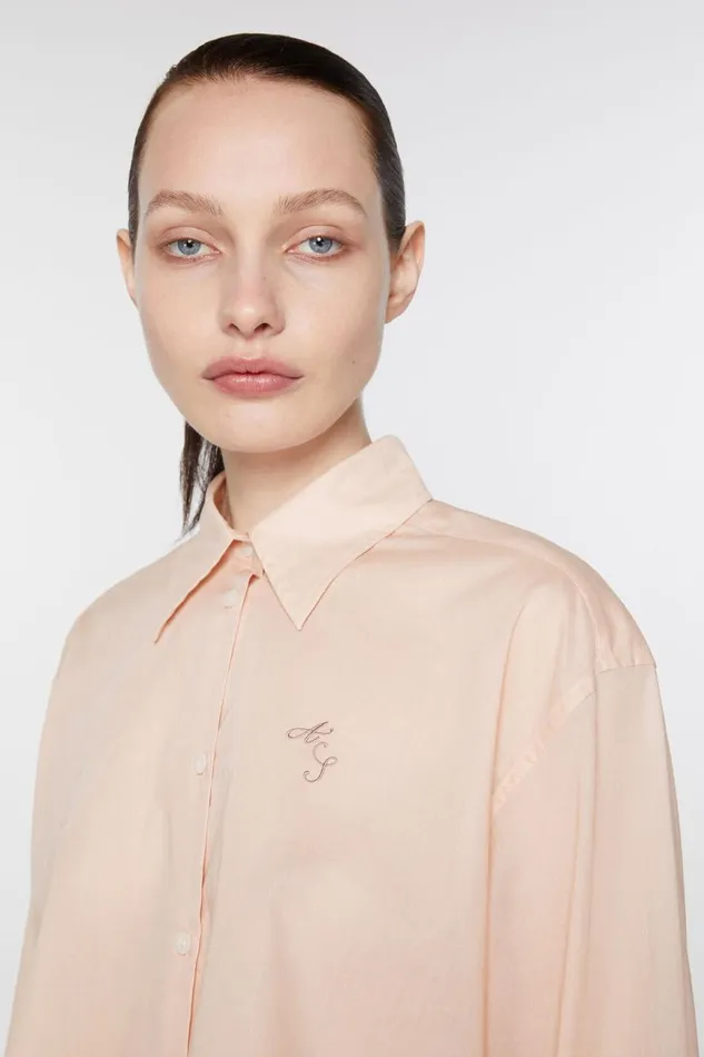 Women Shirt Logo Embroidery Dusty Pink Acne Studios Shirts and Blouses