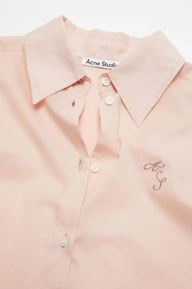 Women Shirt Logo Embroidery Dusty Pink Acne Studios Shirts and Blouses