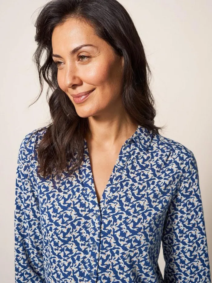 Women SHIRTS and BLOUSES White Stuff Annie Jersey Printed Shirt Navy Print