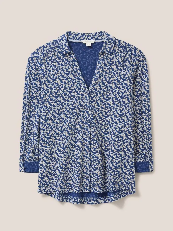 Women SHIRTS and BLOUSES White Stuff Annie Jersey Printed Shirt Navy Print
