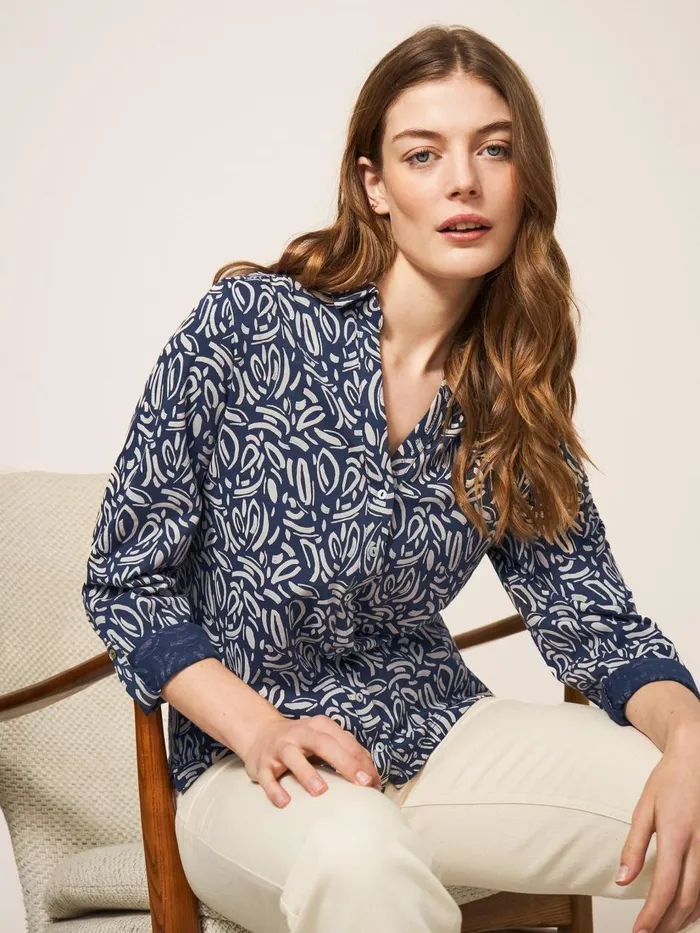 Women SHIRTS and BLOUSES White Stuff Annie Print Jersey Shirt Navy Print