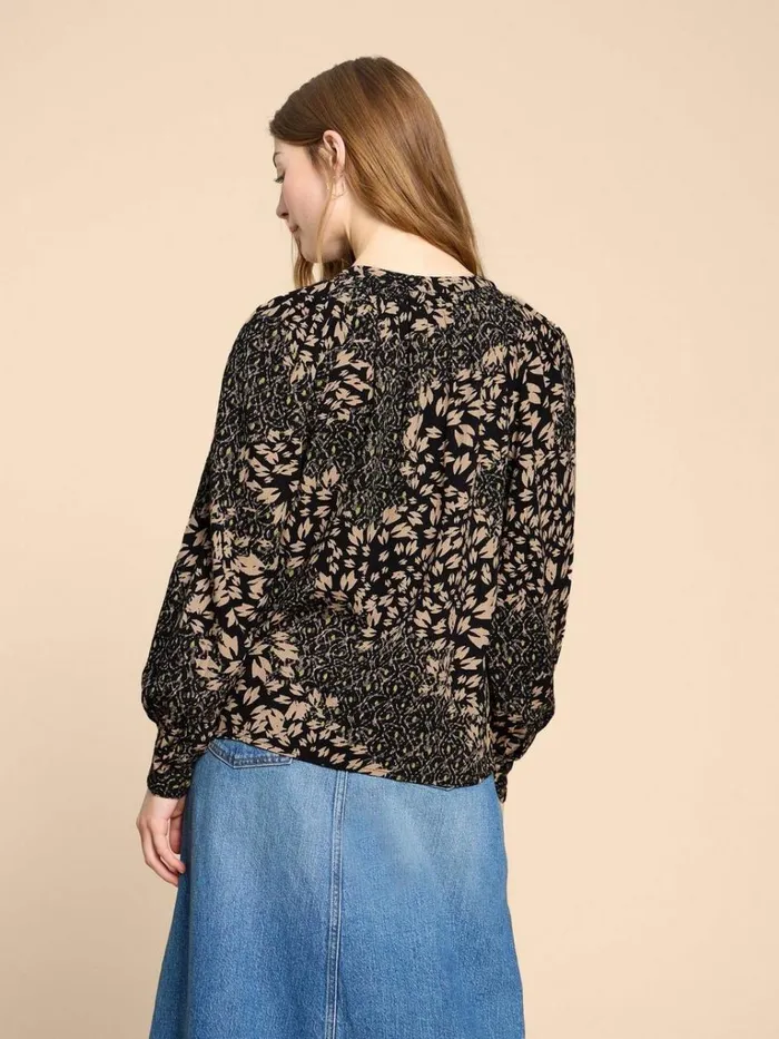 Women SHIRTS and BLOUSES White Stuff Ari Eco Vero Top Black Print Women SHIRTS and BLOUSES White Stuff Ari Eco Vero Top Black Print