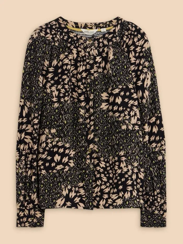 Women SHIRTS and BLOUSES White Stuff Ari Eco Vero Top Black Print Women SHIRTS and BLOUSES White Stuff Ari Eco Vero Top Black Print