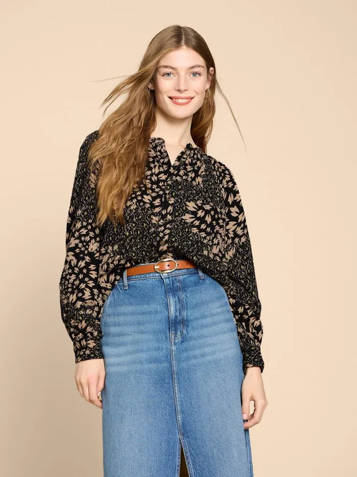 Women SHIRTS and BLOUSES White Stuff Ari Eco Vero Top Black Print Women SHIRTS and BLOUSES White Stuff Ari Eco Vero Top Black Print