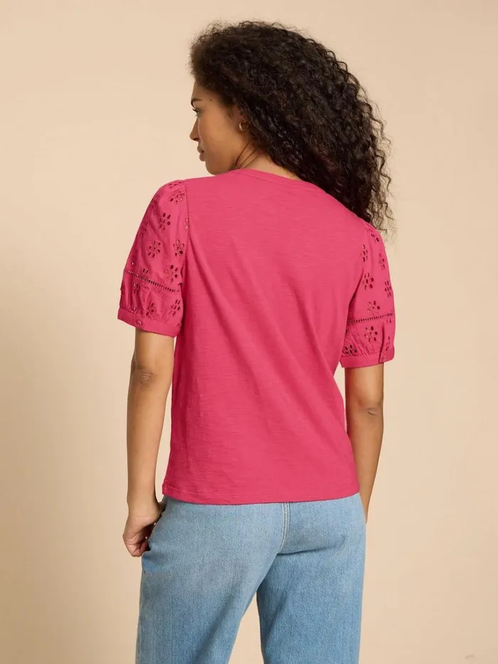 Women SHIRTS and BLOUSES White Stuff BELLA BRODERIE MIX TOP Mid Pink