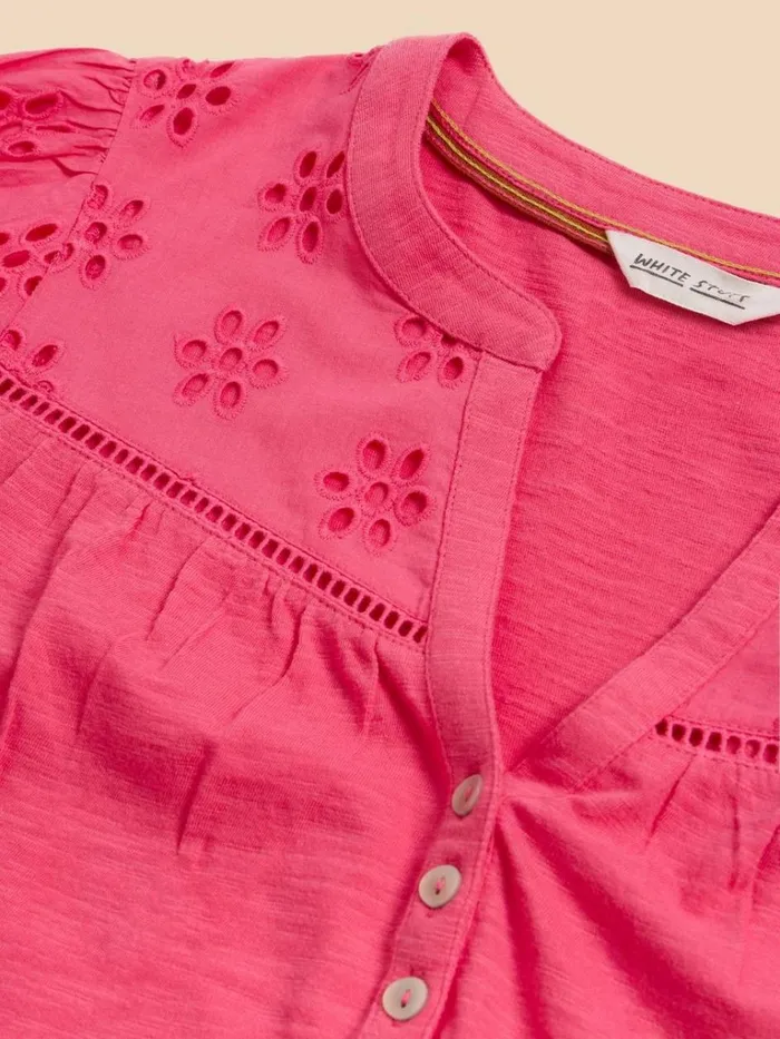 Women SHIRTS and BLOUSES White Stuff BELLA BRODERIE MIX TOP Mid Pink