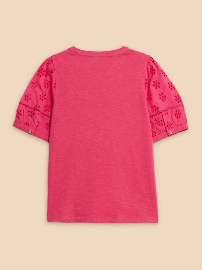Women SHIRTS and BLOUSES White Stuff BELLA BRODERIE MIX TOP Mid Pink