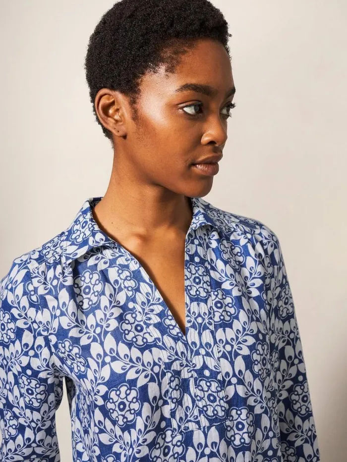 Women SHIRTS and BLOUSES White Stuff Blaire Linen Versatile Tunic Blue Multi Women SHIRTS and BLOUSES White Stuff Blaire Linen Versatile Tunic Blue Multi