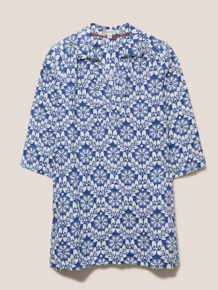 Women SHIRTS and BLOUSES White Stuff Blaire Linen Versatile Tunic Blue Multi Women SHIRTS and BLOUSES White Stuff Blaire Linen Versatile Tunic Blue Multi