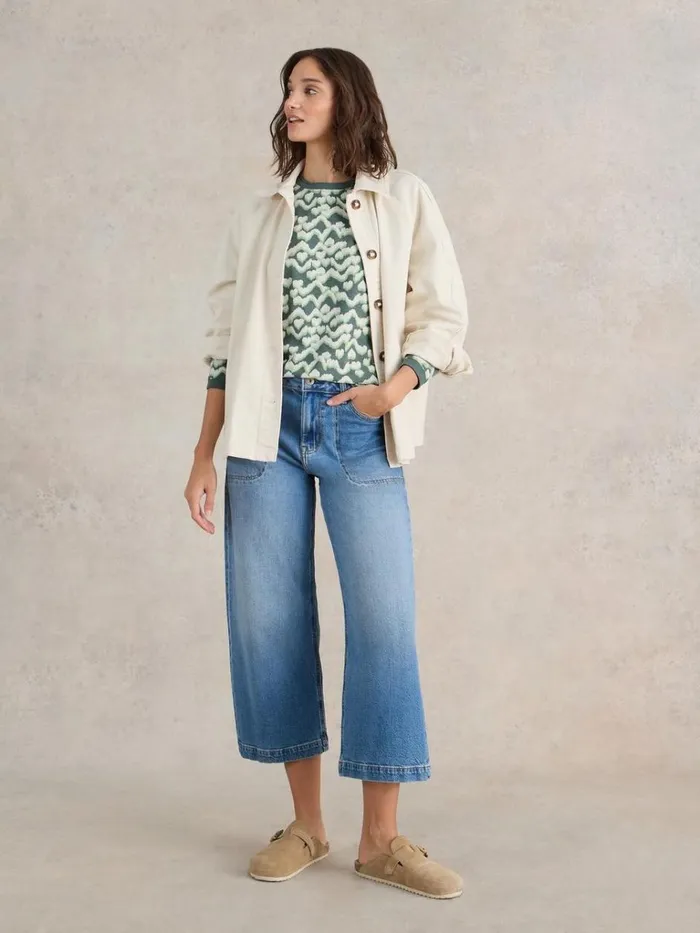 Women SHIRTS and BLOUSES White Stuff CLARA LONG SLEEVE TEE Teal Print