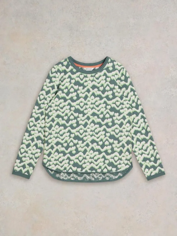 Women SHIRTS and BLOUSES White Stuff CLARA LONG SLEEVE TEE Teal Print