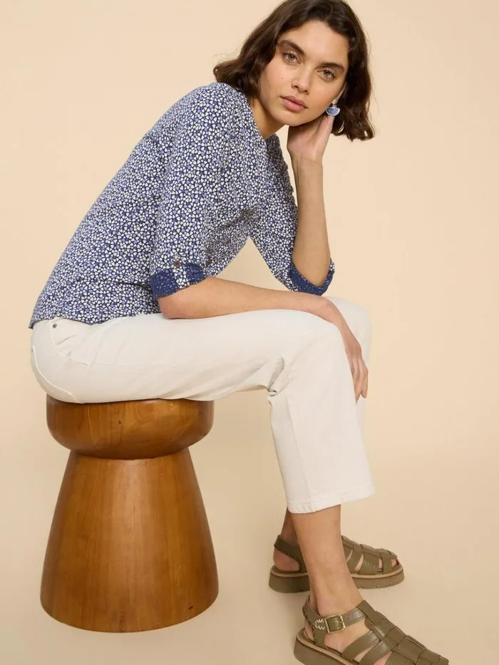 Women SHIRTS and BLOUSES White Stuff CONNIE COLLARLESS SHIRT Blue Multi