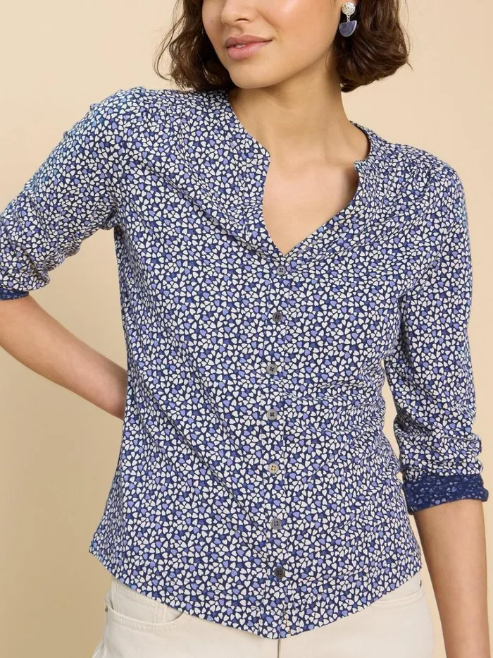 Women SHIRTS and BLOUSES White Stuff CONNIE COLLARLESS SHIRT Blue Multi