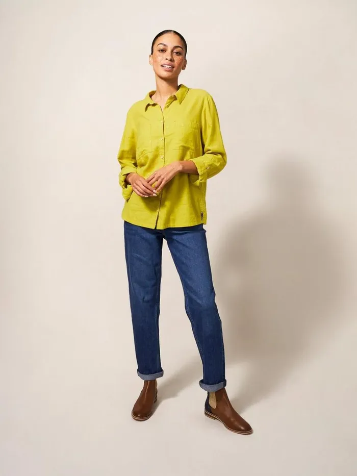 Women SHIRTS and BLOUSES White Stuff Emilia Organic Cotton Long Sleeve Shirt Mid Chartreuse