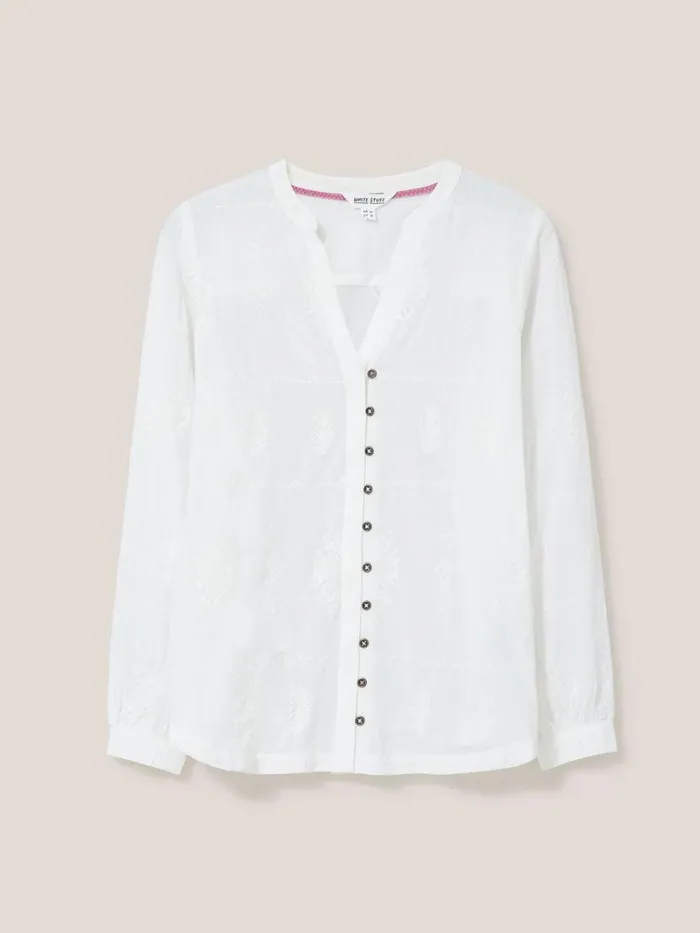 Women SHIRTS and BLOUSES White Stuff Kate Embroidered Casual Shirt Ivory Multi