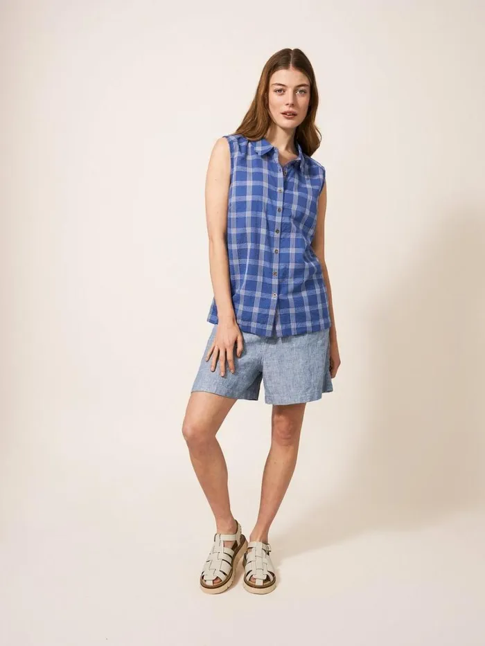 Women SHIRTS and BLOUSES White Stuff Lizzie Cotton Check Shirt Blue Multi