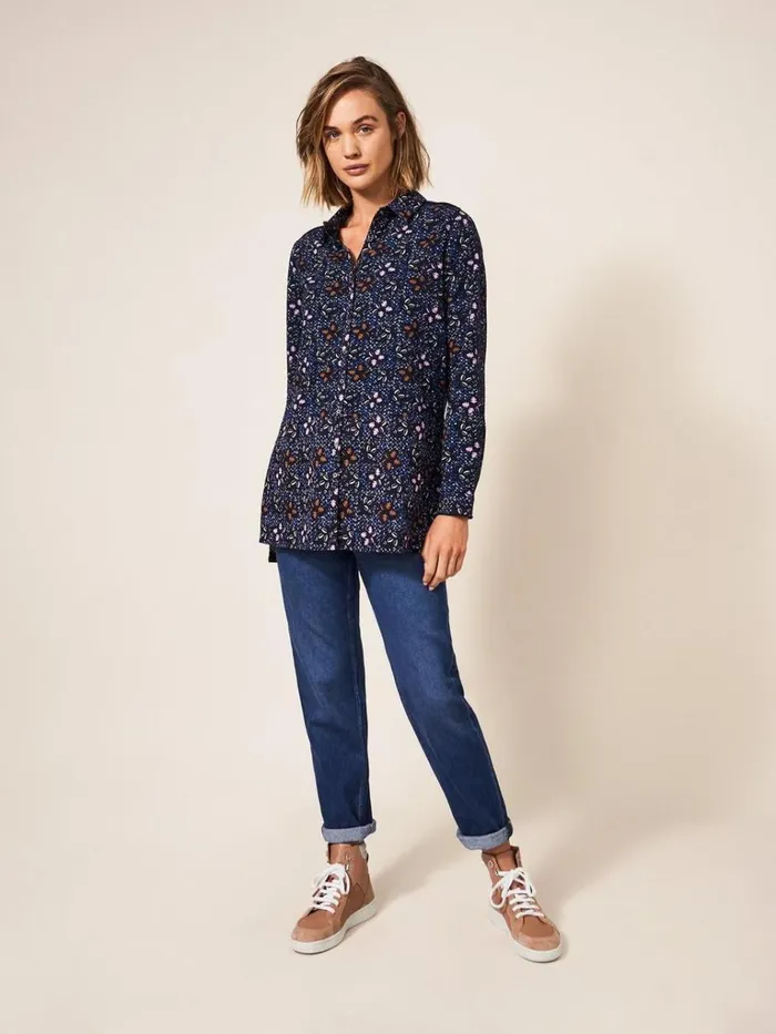 Women SHIRTS and BLOUSES White Stuff Lottie Longline Mix Shirt Navy Multi