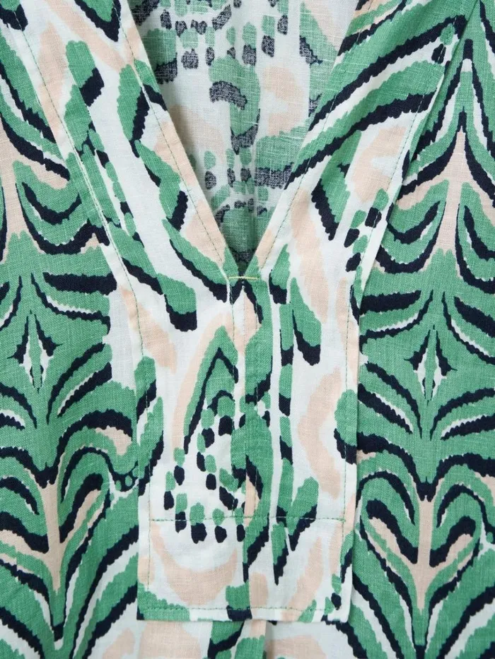 Women SHIRTS and BLOUSES White Stuff Marianne Linen Tunic Top Green Multi
