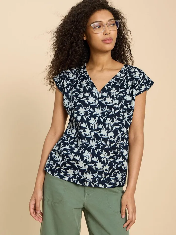 Women SHIRTS and BLOUSES White Stuff Rae Organic Cotton Vest Navy Print