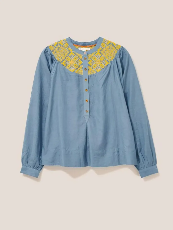 Women SHIRTS and BLOUSES White Stuff ROSE EMBROIDERED TOP Blue Multi Women SHIRTS and BLOUSES White Stuff ROSE EMBROIDERED TOP Blue Multi