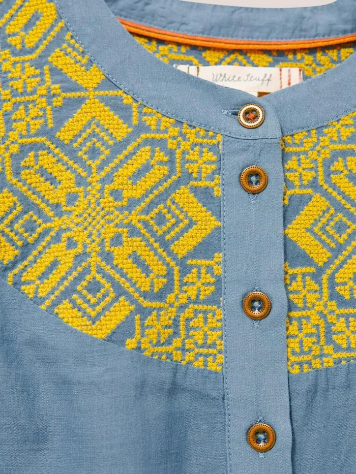 Women SHIRTS and BLOUSES White Stuff ROSE EMBROIDERED TOP Blue Multi Women SHIRTS and BLOUSES White Stuff ROSE EMBROIDERED TOP Blue Multi