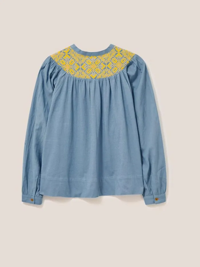 Women SHIRTS and BLOUSES White Stuff ROSE EMBROIDERED TOP Blue Multi Women SHIRTS and BLOUSES White Stuff ROSE EMBROIDERED TOP Blue Multi